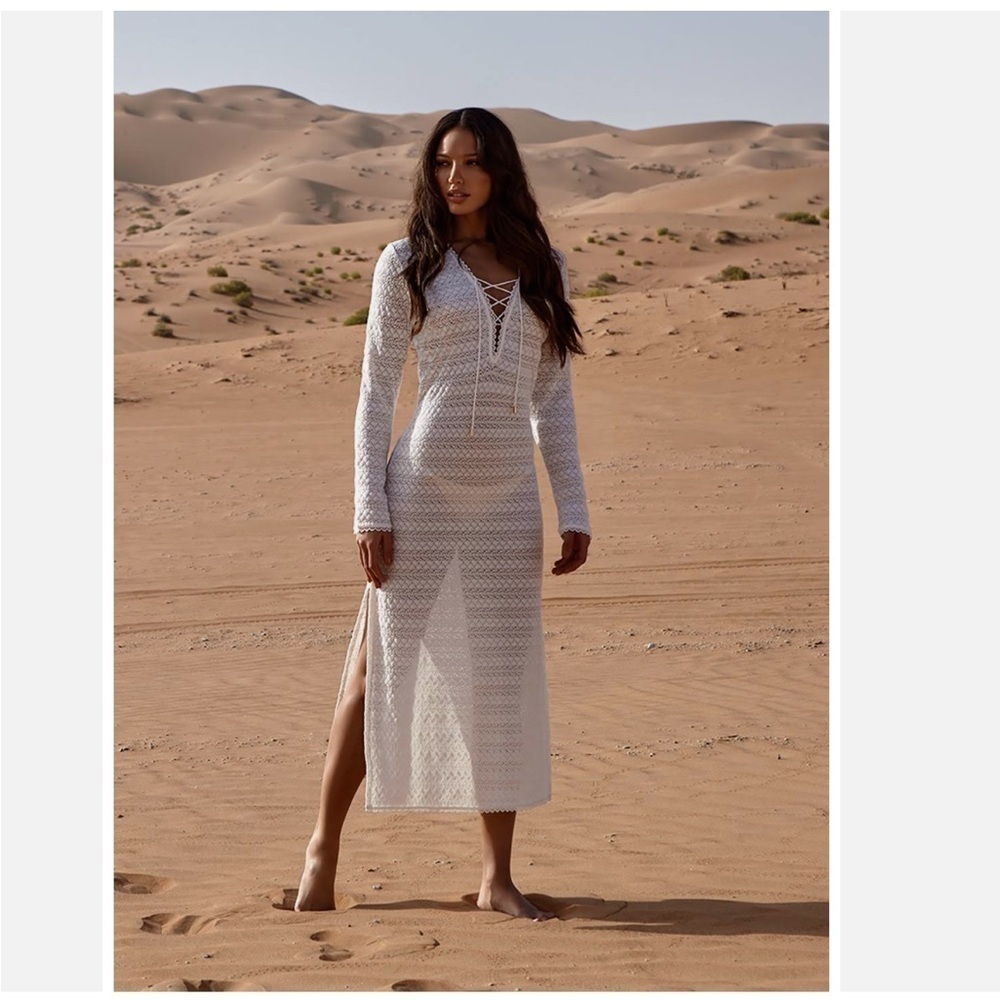 MELISSA ODABASH Maddison crochet-knit coverup in White New with Tags!